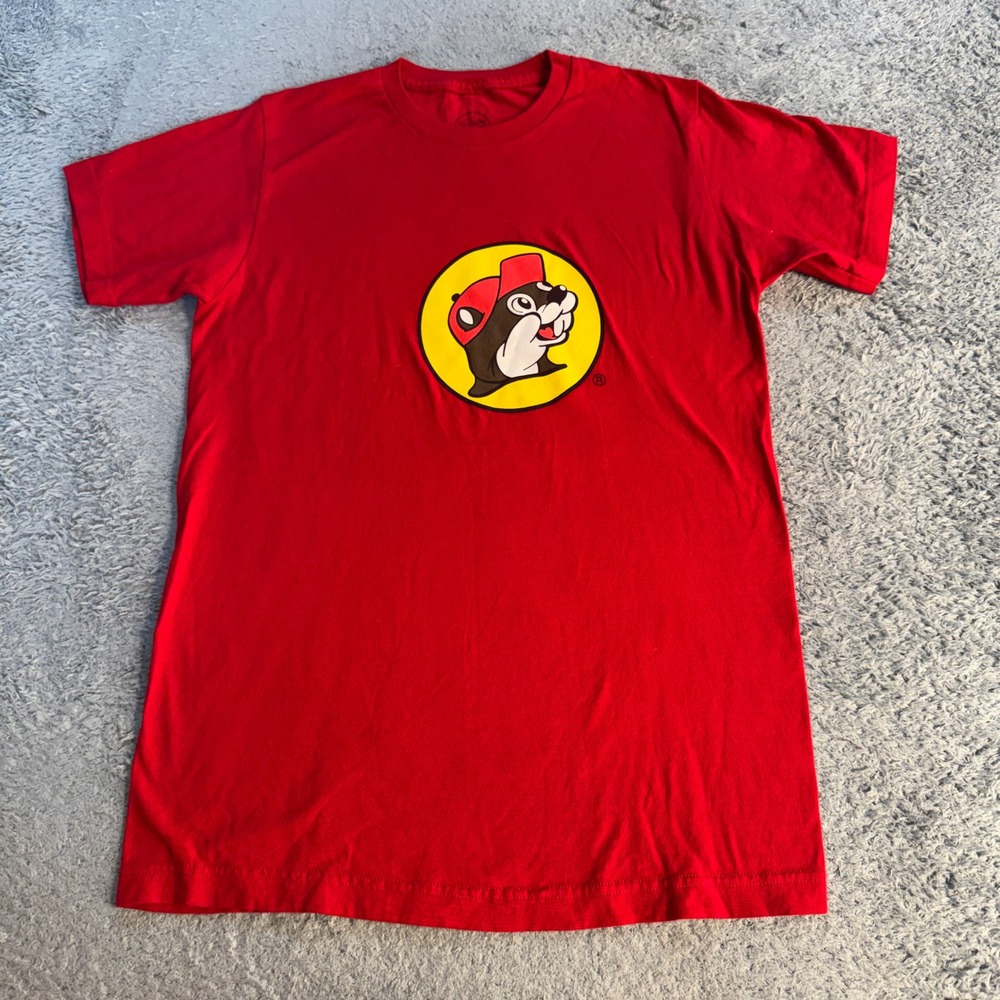 Buc-ee's Unisex Logo Graphic T Shirt Small Red Cotton Iconic Beaver Logo